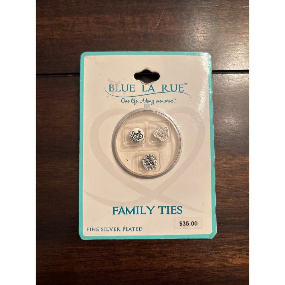 Blue La Rue Family Ties Fine Silver Plated Charms Set Love Heart